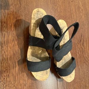 Lucky Brand Black Strappy Cork Sandals